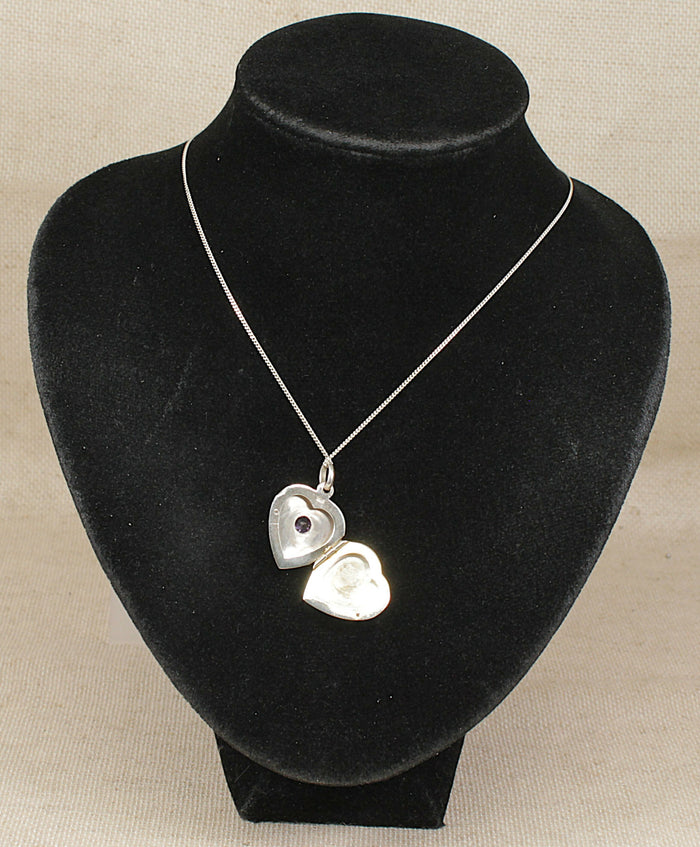 Charming Sterling Silver & Amethyst Heart Locket