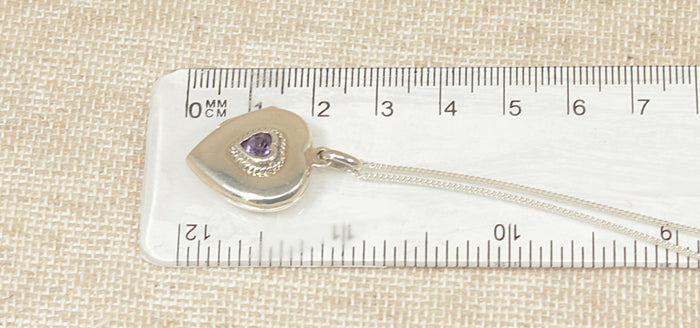 Charming Sterling Silver & Amethyst Heart Locket
