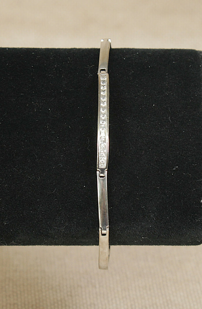 Charming Sterling Silver & White Crystal Link Bracelet