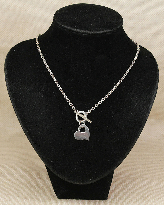 Classic Kit Heath Sterling Silver Belcher Chain & Heart Necklace