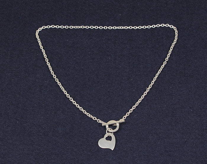 Classic Kit Heath Sterling Silver Belcher Chain & Heart Necklace