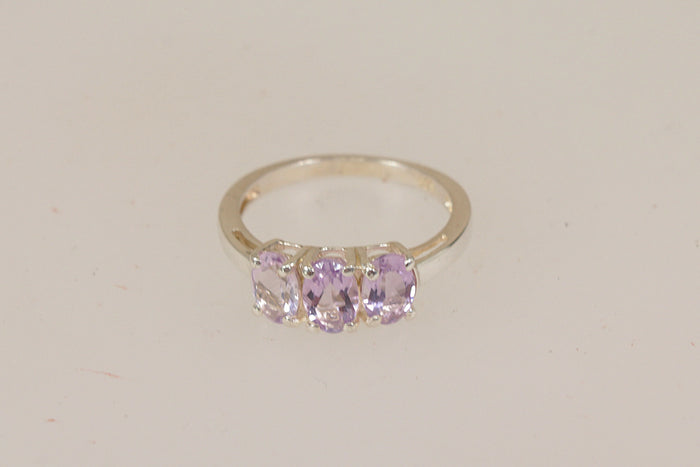 Classic Sterling Silver Amethyst ‘ Rose de France’ Trilogy Ring