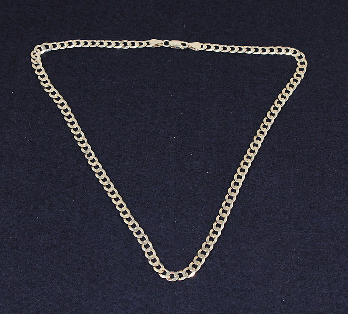 Classic Sterling Silver Flat Curb Link Necklace Chain 18 Inches
