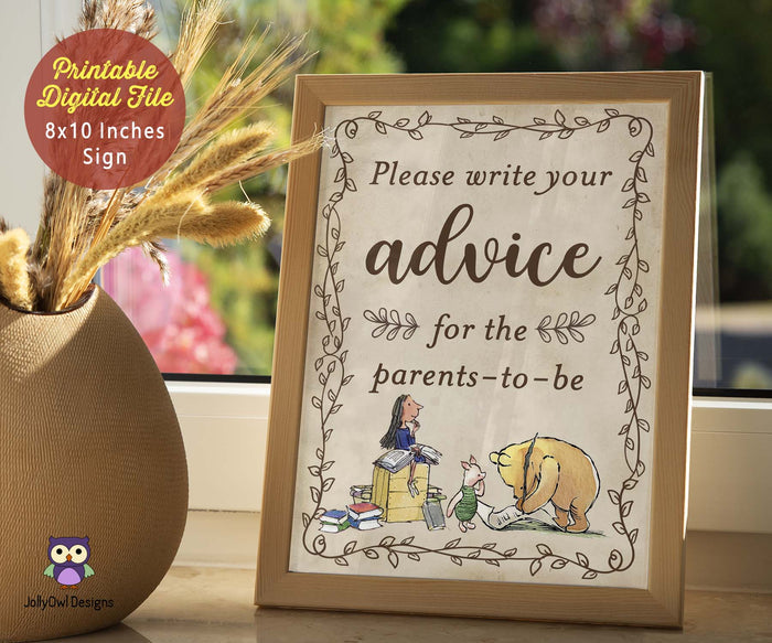 Classic Story Book Themed Baby Shower - Advice and Well Wishes For The Parents-To-Be Sign - Jolly Owl Designs