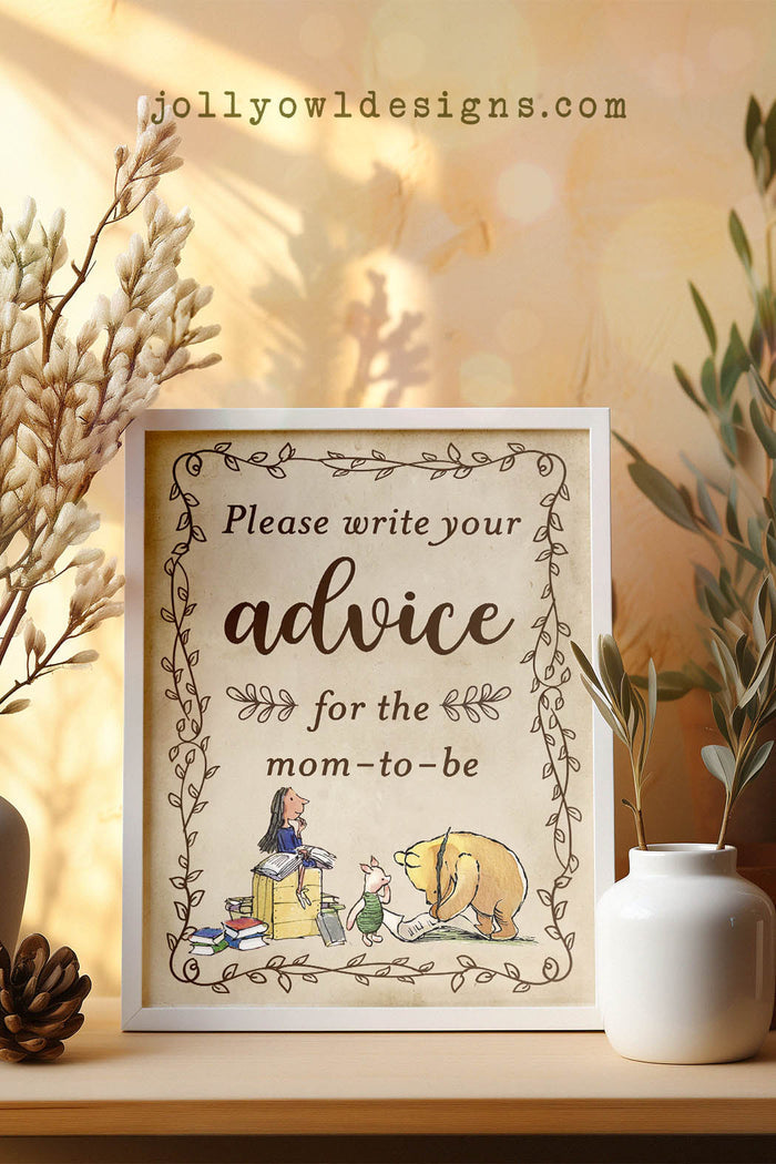 Classic Story Book Themed Baby Shower - Advice and Well Wishes For The Parents-To-Be Sign - Jolly Owl Designs