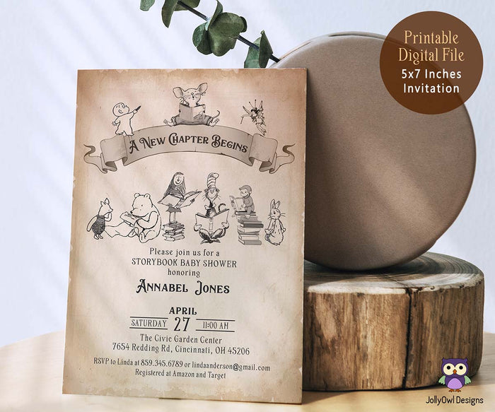 Classic Storybook-Book Themed Baby Shower Invitation Card Design