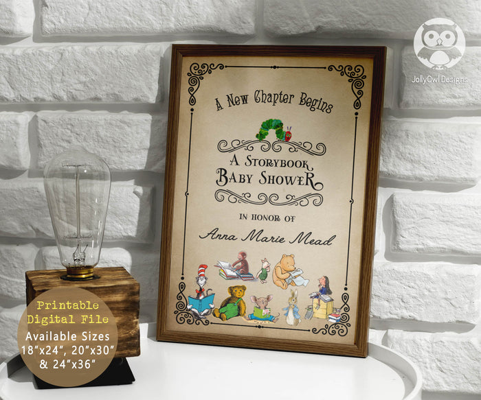 Classic Storybook Themed Baby Shower Welcome Sign-Printable - Jolly Owl Designs