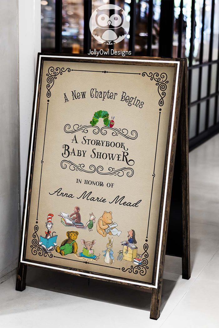 Classic Storybook Themed Baby Shower Welcome Sign-Printable - Jolly Owl Designs