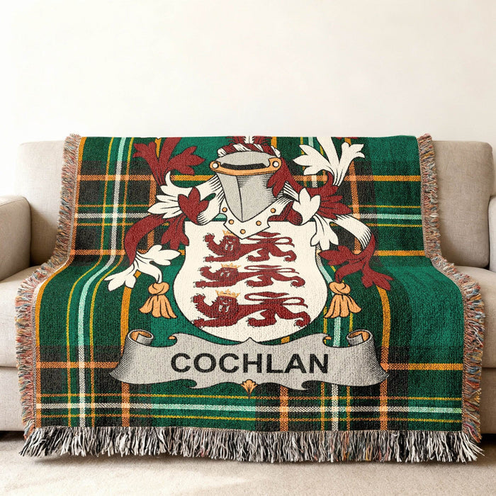 Cochlan crest woven into an Irish National Tartan cotton cloth.