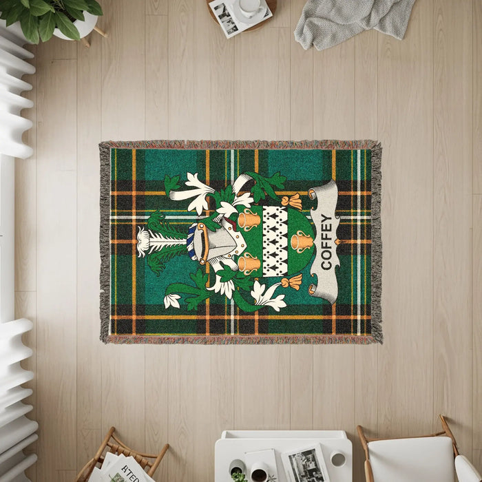 The three available sizes of the Coffey woven cotton blanket.