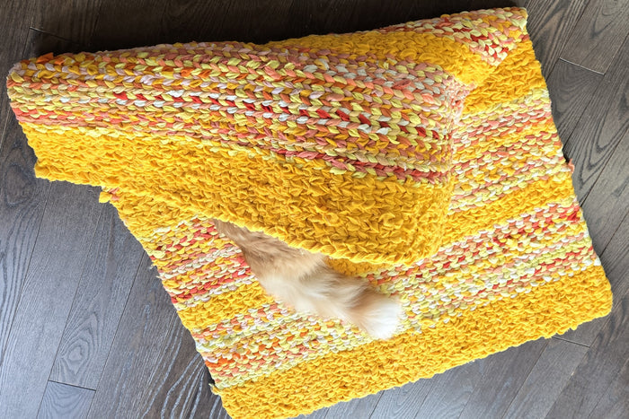 Colorful Boho Farmhouse Kitchen Rug | Twined Rag Recycled Rug | Eco Friendly Scrap Fabric Rag Rug | Washable Cottagecore Area Rug