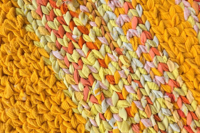 Colorful Boho Farmhouse Kitchen Rug | Twined Rag Recycled Rug | Eco Friendly Scrap Fabric Rag Rug | Washable Cottagecore Area Rug
