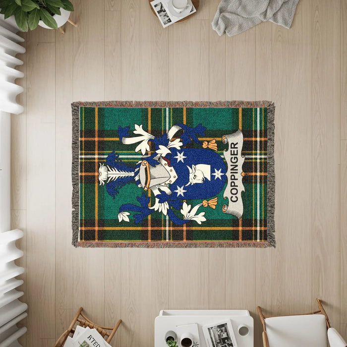 The three sizes available for the Coppinger woven cotton blanket.