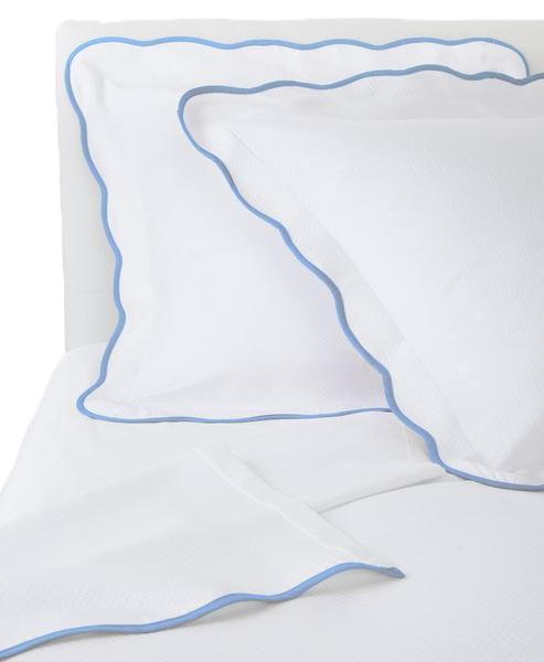 Cornflower Pique Scallop Coverlets