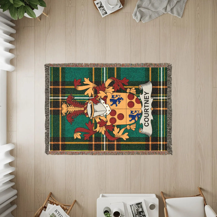 The three available sizes of the Courtney woven cotton blanket.