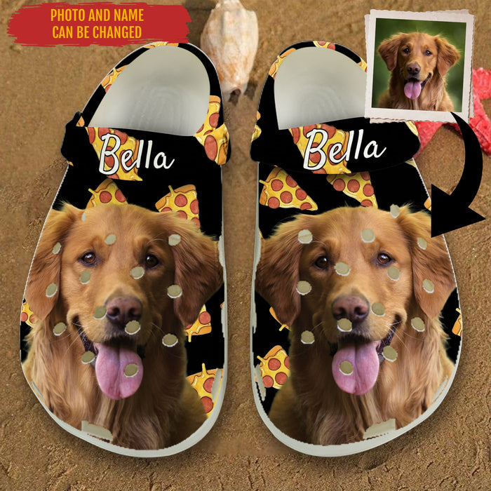 Custom Clogs With Pet Face | Personalized Gift For Pet Lovers | Pizza Pattern Photo