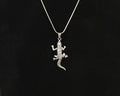 Cute & Finely Made Sterling Silver Gecko Pendant & 16" Snake Chain