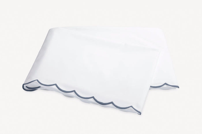 Matouk Flat Sheet - Steel Blue Dakota Percale Bedding at Fig Linens and Home