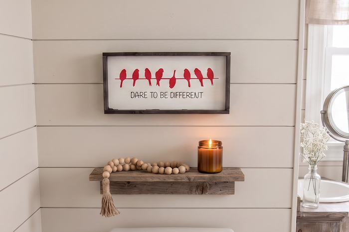 Dare To Be Different Wood Sign • Unique Birds Silhouette Wall Art • Handcrafted Kid Bedroom Decor • Teen Empowerment Gift • Positive Mindset