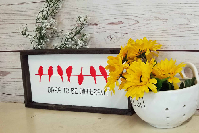 Dare To Be Different Wood Sign • Unique Birds Silhouette Wall Art • Handcrafted Kid Bedroom Decor • Teen Empowerment Gift • Positive Mindset