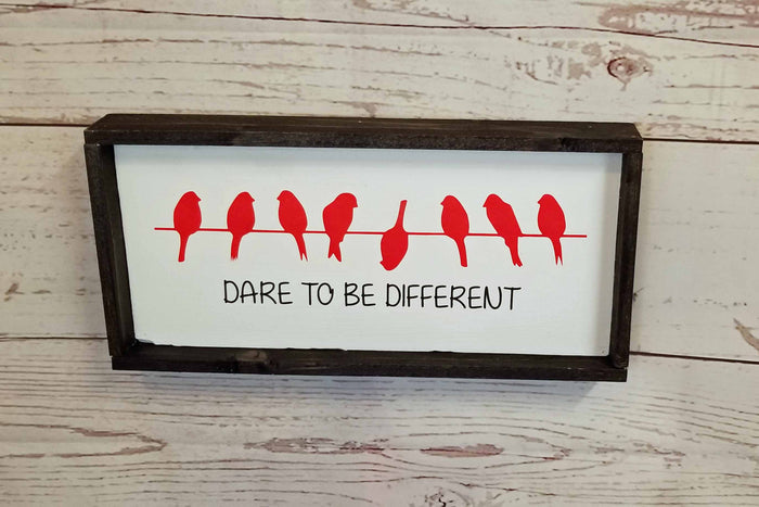 Dare To Be Different Wood Sign • Unique Birds Silhouette Wall Art • Handcrafted Kid Bedroom Decor • Teen Empowerment Gift • Positive Mindset