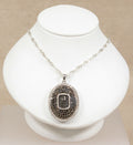 Dazzling Sterling Silver & Midnight Blue Sapphire Pendant & Silver Chain