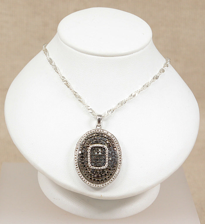 Dazzling Sterling Silver & Midnight Blue Sapphire Pendant & Silver Chain