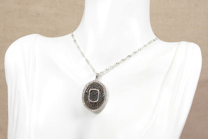 Dazzling Sterling Silver & Midnight Blue Sapphire Pendant & Silver Chain