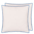 Brera Lino - Alabaster with Cobalt overlocked edge - Cushion - 17" x 17"