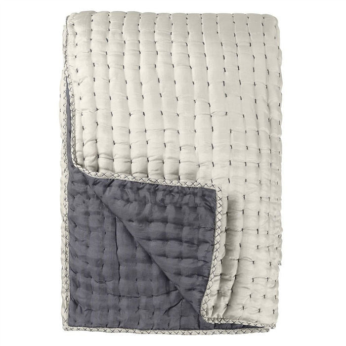 Designers Guild Designers Guild Chenevard Silver & Slate Quilt & Shams - Queen Sham 30 x 20in Silver & Slate at FIG LINENS AND HOME - 5