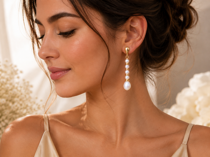 Elegant 9ct Gold Cultured Pearl Drop Earrings
