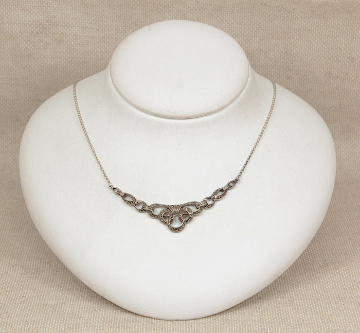 Elegant Art Deco Sterling Silver & Marcasite Necklet /