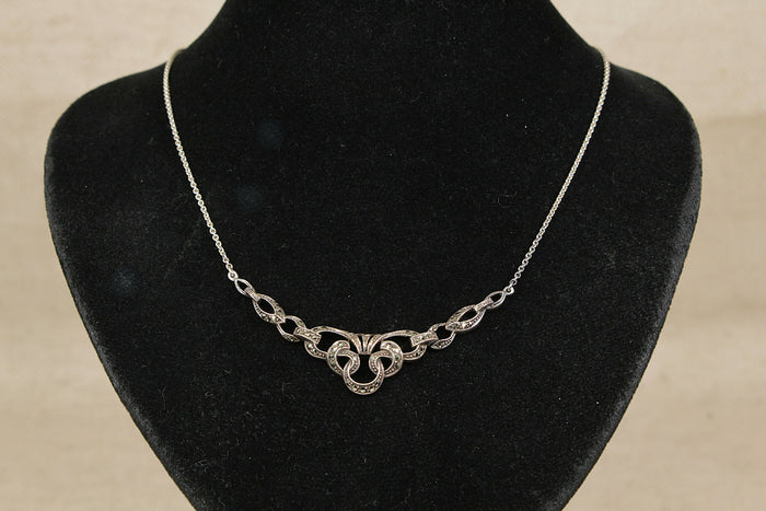 Elegant Art Deco Sterling Silver & Marcasite Necklet /