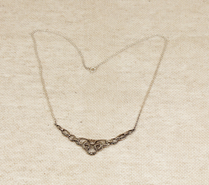 Elegant Art Deco Sterling Silver & Marcasite Necklet /