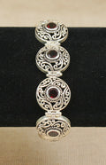 Elegant Heavy Sterling Silver & Garnet T-Bar Link Bracelet – Birmingham Hallmarked