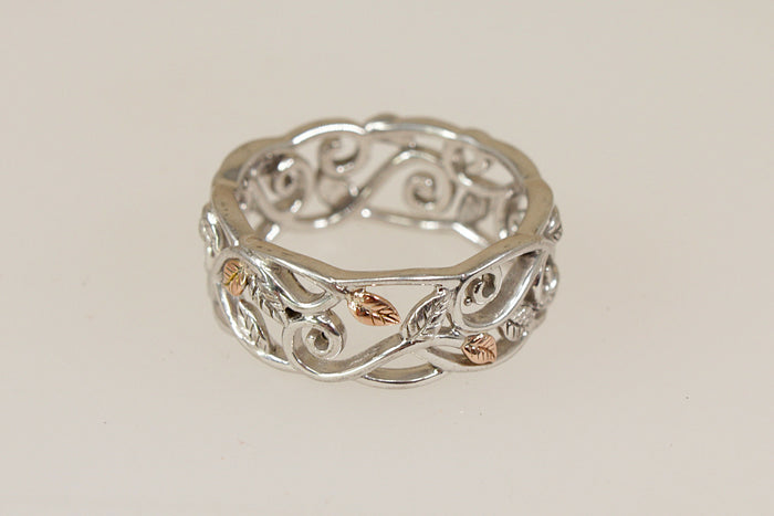 Elegant Silver & Gold Overlay Openwork Leaf Ring by Clogau