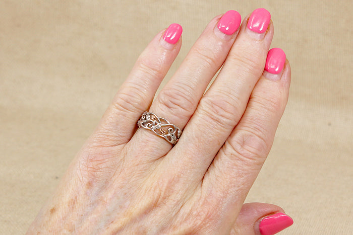 Elegant Silver & Gold Overlay Openwork Leaf Ring by Clogau