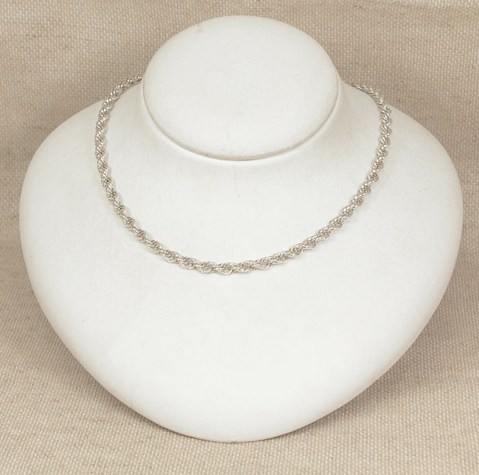 Elegant Silver ‘Prince of Wales’ Rope Chain Necklace – 16” Birmingham Hallmarked