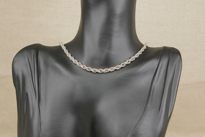 Elegant Silver ‘Prince of Wales’ Rope Chain Necklace – 16” Birmingham Hallmarked