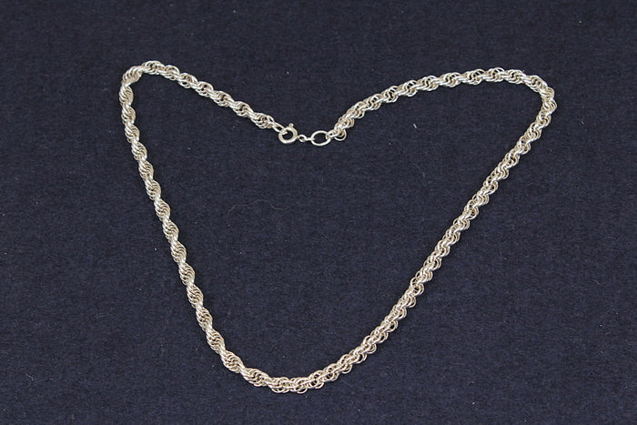 Elegant Silver ‘Prince of Wales’ Rope Chain Necklace – 16” Birmingham Hallmarked
