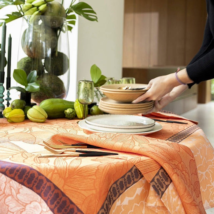 escapade tropicale orange napkin by le jacquard français