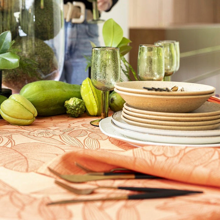escapade tropicale orange tablecloth by le jacquard français - detail 2