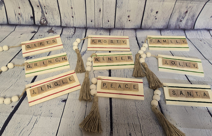 Farmhouse Christmas Ornaments, Rustic Holiday Ornaments, Wood Bead Christmas Decor, Christmas Tree Ornaments