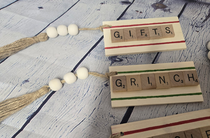 Farmhouse Christmas Ornaments, Rustic Holiday Ornaments, Wood Bead Christmas Decor, Christmas Tree Ornaments
