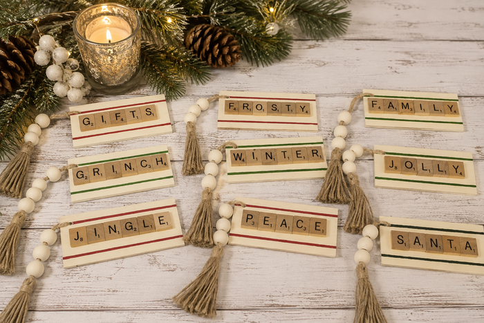 Farmhouse Christmas Ornaments, Rustic Holiday Ornaments, Wood Bead Christmas Decor, Christmas Tree Ornaments