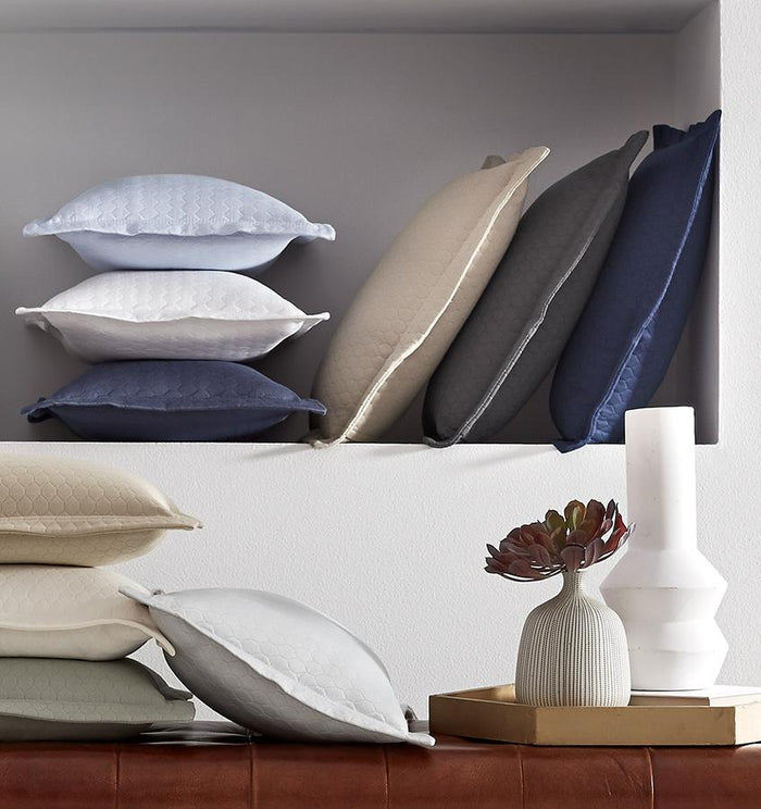 Fig Linens - Favo Oat Bedding Collection by Sferra - Pique matelasse shams