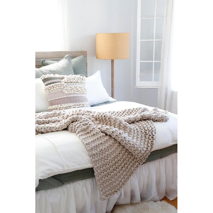 Fig Linens - Pom Pom at Home Finn Taupe Chunky Knit Throw Blanket