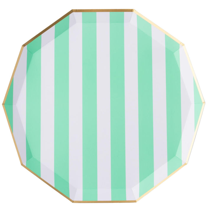 Fresh Mint Cabana Stripe Plates (Set of 8) - The Preppy Bunny