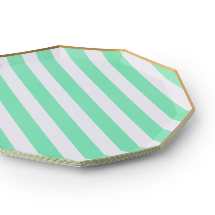 Fresh Mint Cabana Stripe Plates (Set of 8) - The Preppy Bunny