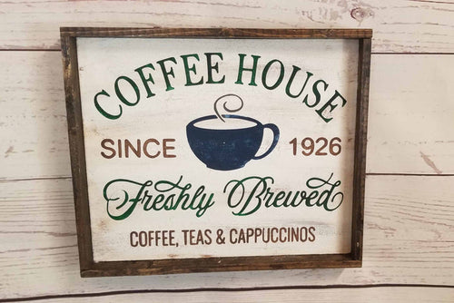 "Freshly Brewed" Handcrafted Wood Sign – Your Home Coffee Bar's New Best Friend! – Rustic Farmhouse Kitchen Wall Art